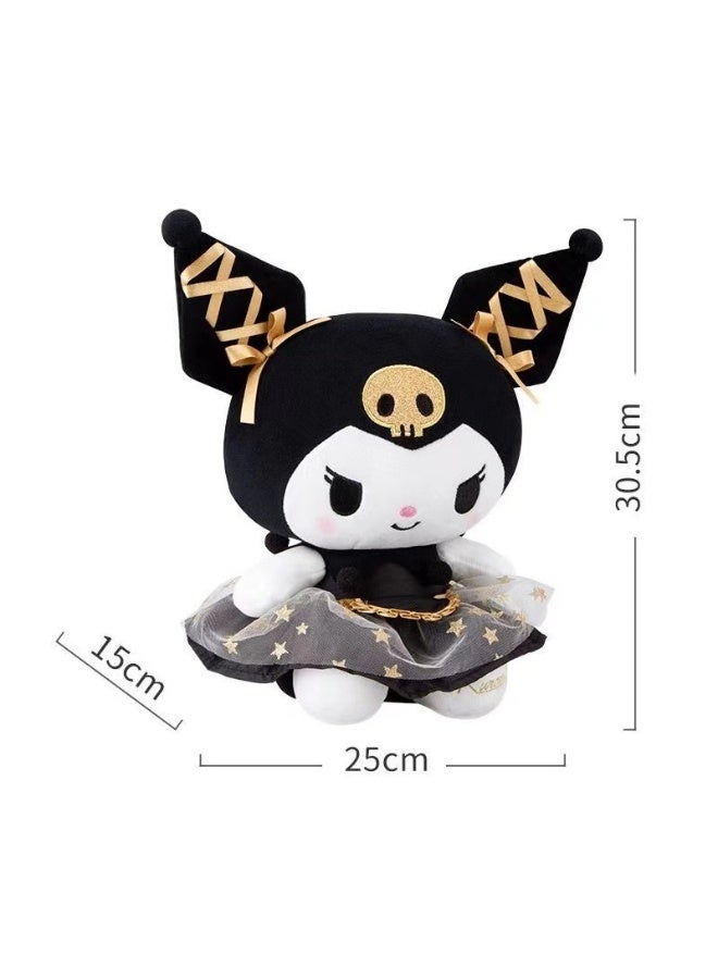 Sanrio Kuromi Series Cute Plush Doll - Lolita Princess Dress Bow Tie Doll 