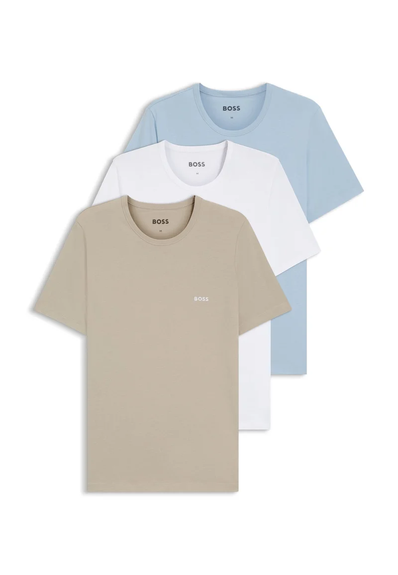 بوس Three-pack of cotton T-shirts with logo embroidery