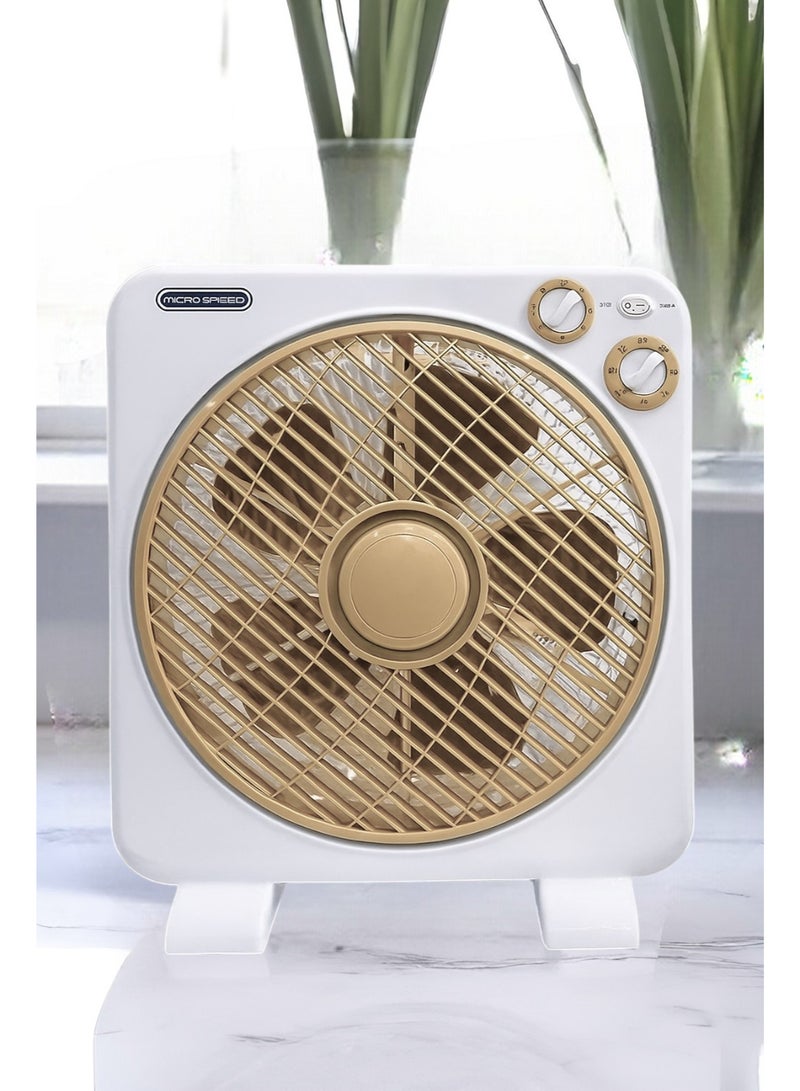 micro speed Box Fan AC 12” with Rotating Grill – 3-Speed Settings, Quiet & Energy-Efficient Cooling, Child-Safe Design – Ideal for Home, Office & Personal Desk Use - Image 2