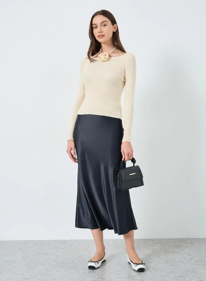 تايك تو بلوزة واسعة بياقة زهرية تفصيل زهور