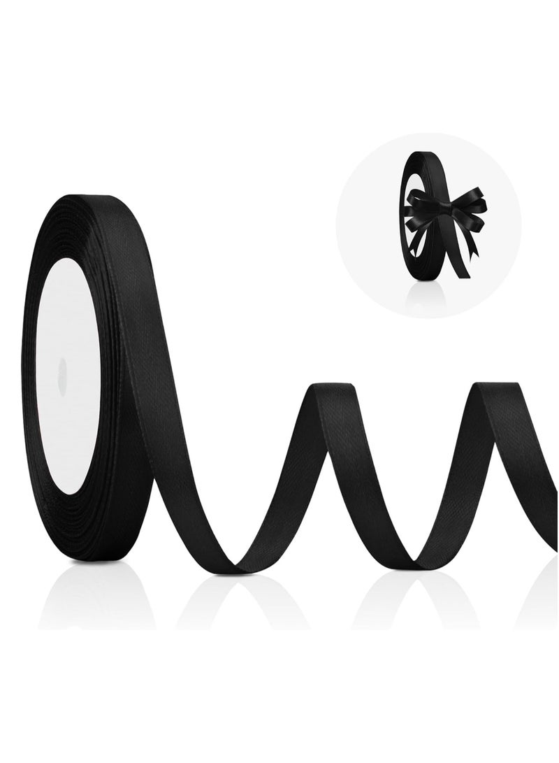 1/2 Inch 20 Yards Black Satin Ribbon for Flower Bouquet Floral Crafts Wedding Décor Birthday Cake - Image 1