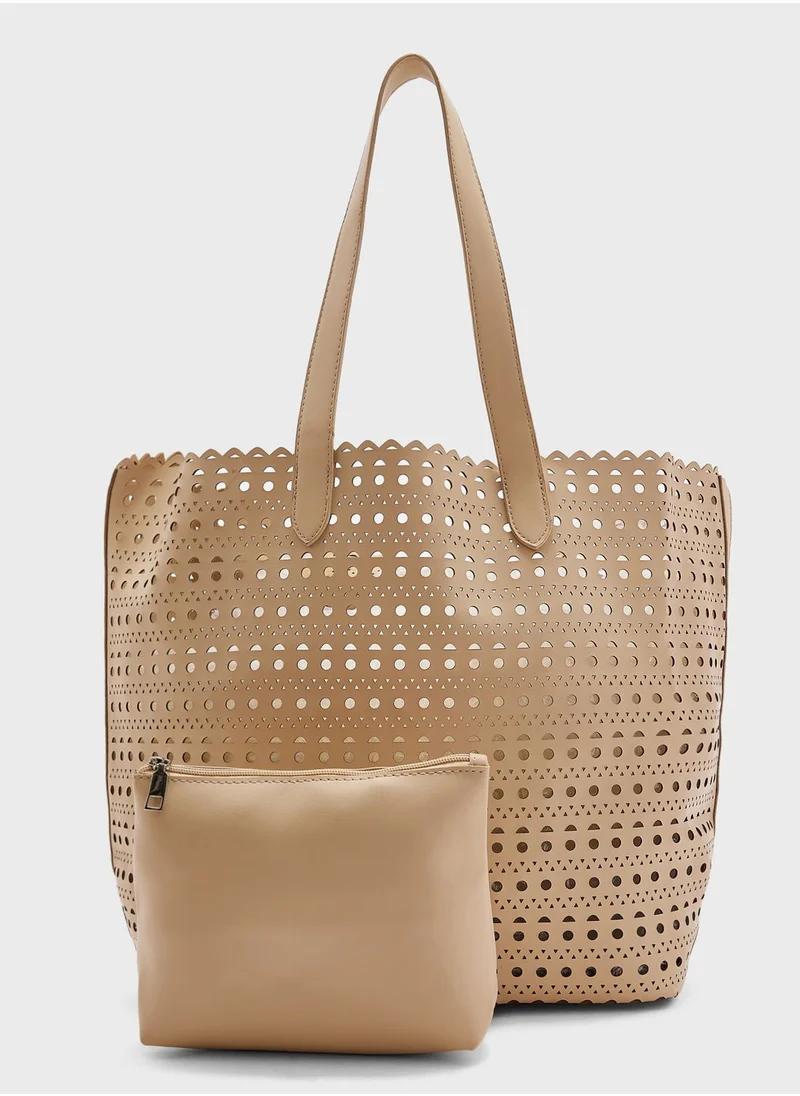 ELLA Perforated Pu Tote Bag