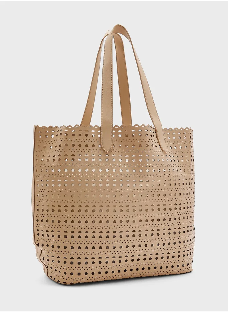 ELLA Perforated Pu Tote Bag