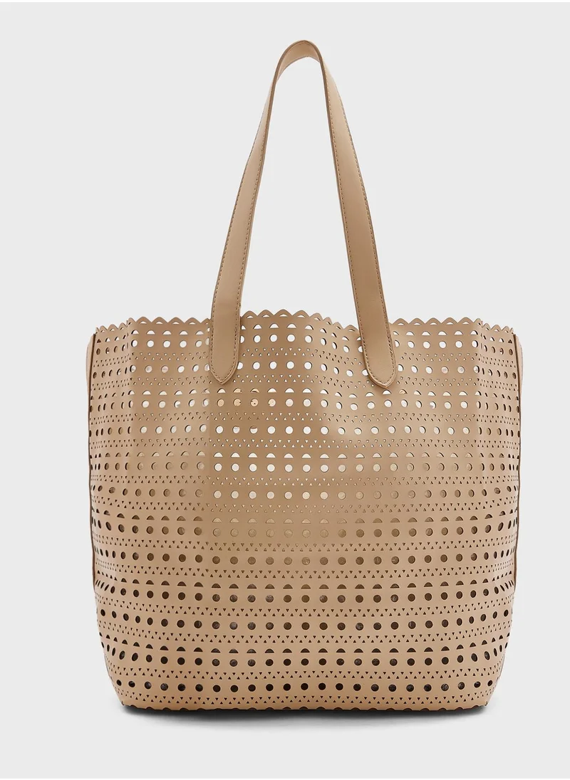 ELLA Perforated Pu Tote Bag