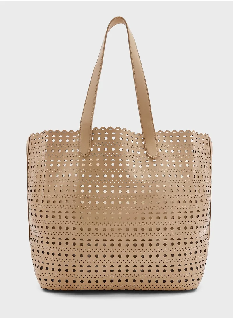 ELLA Perforated Pu Tote Bag