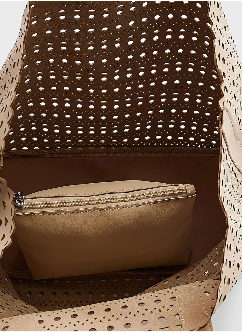 ELLA Perforated Pu Tote Bag