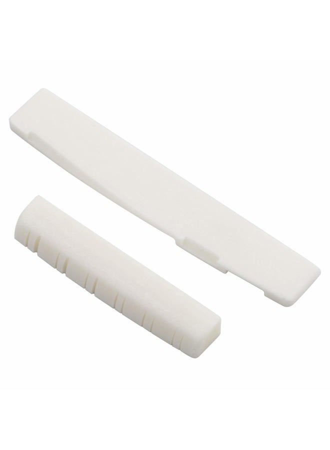 Swhmc Guitar bass pin&nut&saddle&endpin Ivory Bone Slotted Saddle Nut Acoustic Nut for 12 String e - Image 1