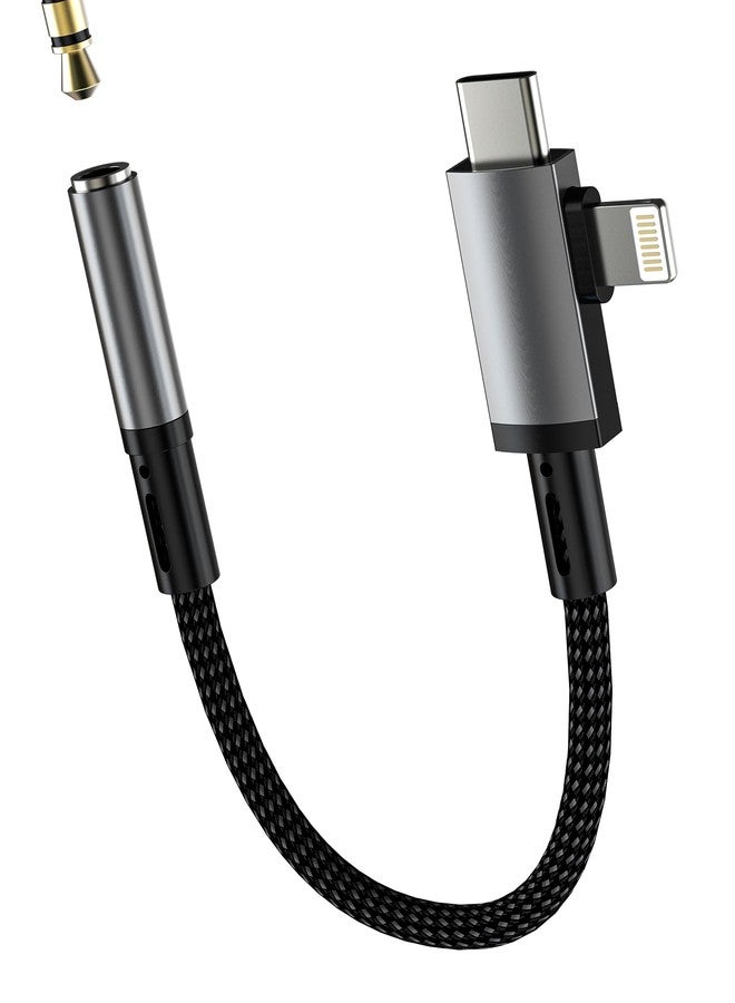 HOYULLI USB C Lightning to 3.5mm Headphone Jack Adapter(2 in 1)for iPhone 16 15 14 Pro Max AUX Audio Cable Splitter for Apple MFI Certified Earphone Auxiliary Connector for ipad Compatible for Samsung S25 S24 - Image 1