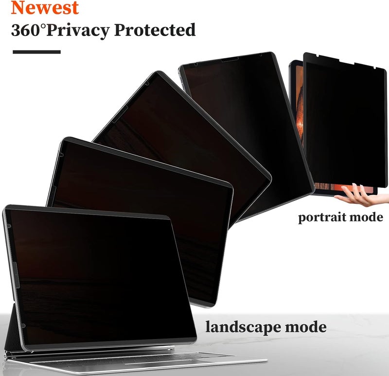 Mamol Upgraded 360° iPad Pro 12.9 inch Privacy Screen Protector (Landscape+Portrait Privacy), Magnetic Removable 4-Way Anti Spy Screen Film for Apple iPad Pro 12.9" 6th 5th 4th 3rd Generation 2022 2021 2020 - Image 2