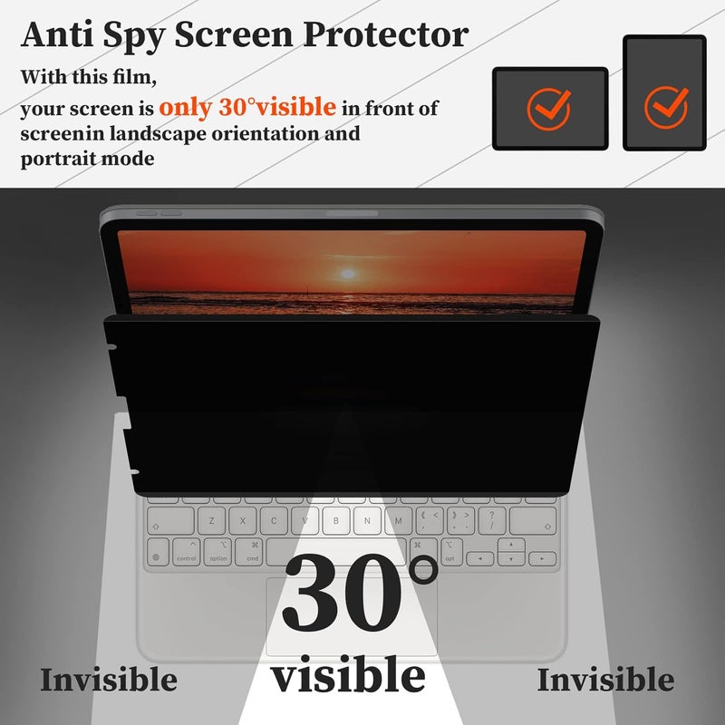 Mamol Upgraded 360° iPad Pro 12.9 inch Privacy Screen Protector (Landscape+Portrait Privacy), Magnetic Removable 4-Way Anti Spy Screen Film for Apple iPad Pro 12.9" 6th 5th 4th 3rd Generation 2022 2021 2020 - Image 3