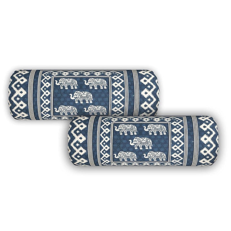 AMLEXTTRIZ AMLEXTTRIZ Maharaja Special Floral Pure Soft Cotton Diwan Cover Set 8 Pcs Set 5 Cushion Cover2 Bolster Cover1 Bedsheet Blue M2 - Image 5