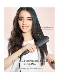 LANDOT LANDOT Hair Straightener Brush Heated Straightening Brush: Negative Ion Ceramic Hot Hair Brush Straightener for Smooth Frizz-Free Hair  - Image 2