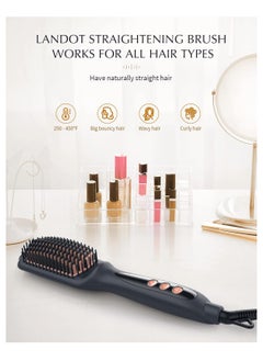LANDOT LANDOT Hair Straightener Brush Heated Straightening Brush: Negative Ion Ceramic Hot Hair Brush Straightener for Smooth Frizz-Free Hair  - Image 3