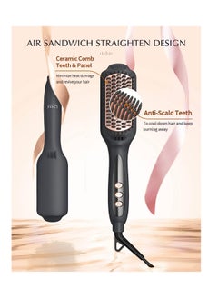 LANDOT LANDOT Hair Straightener Brush Heated Straightening Brush: Negative Ion Ceramic Hot Hair Brush Straightener for Smooth Frizz-Free Hair  - Image 4