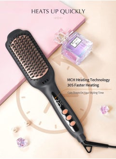 LANDOT LANDOT Hair Straightener Brush Heated Straightening Brush: Negative Ion Ceramic Hot Hair Brush Straightener for Smooth Frizz-Free Hair  - Image 5