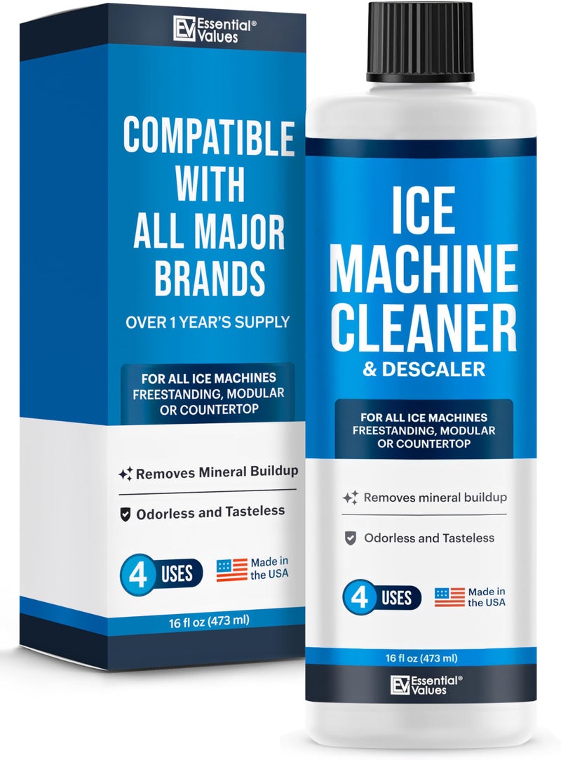 Essential Values Ice Machine Cleaner and Descaler 16 fl oz - Ice Maker Cleaner and Descaler - Compatible with All Major Brands (Scotsman, KitchenAid, Affresh, Opal, Manitowoc) - Image 1