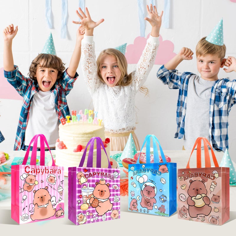 Pinsit 40 PCS Capybara Party Favors Bags, Non Woven Capybara Gift Bags, Cute Reusable Gift Bags with Handles for Boys Girls Birthday Baby Shower Party Supplies - Image 5