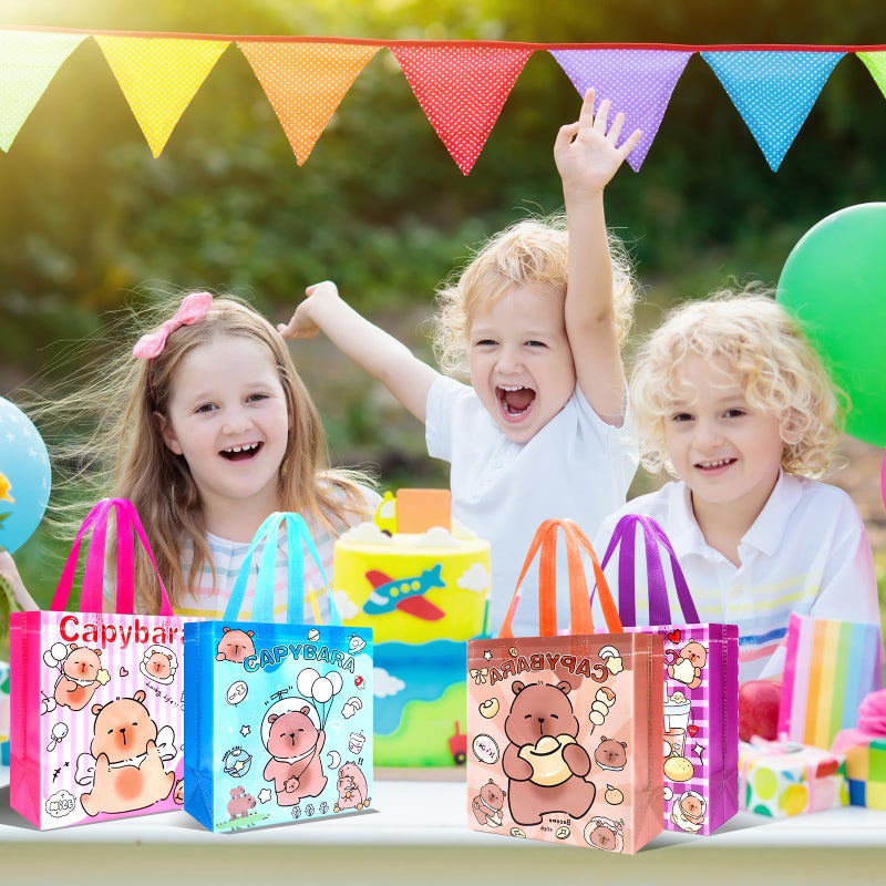 Pinsit 40 PCS Capybara Party Favors Bags, Non Woven Capybara Gift Bags, Cute Reusable Gift Bags with Handles for Boys Girls Birthday Baby Shower Party Supplies - Image 4
