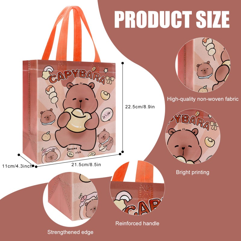 Pinsit 40 PCS Capybara Party Favors Bags, Non Woven Capybara Gift Bags, Cute Reusable Gift Bags with Handles for Boys Girls Birthday Baby Shower Party Supplies - Image 3