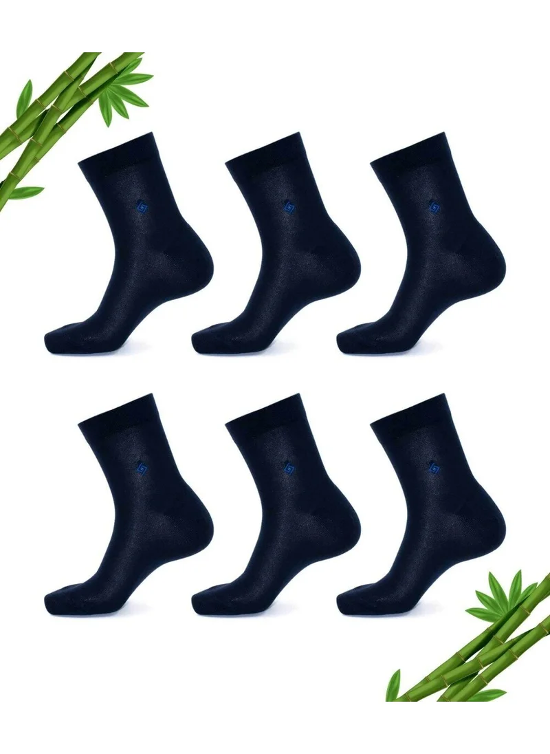 دايكو Bamboo Men's Seamless Half Cone Navy Blue Socks 6 Pack (Summer)