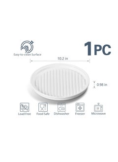 Onemore ONEMORE Bacon Rack Ceramic Bacon Cooker Oven Bacon Maker Microwave Meat Rack for Cooking Crisp Bacon - 10 inch Bacon Plate, White  - Image 2