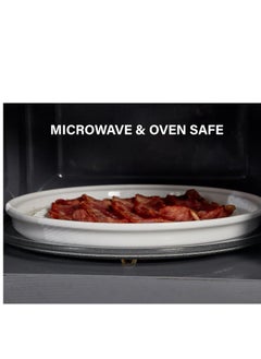 Onemore ONEMORE Bacon Rack Ceramic Bacon Cooker Oven Bacon Maker Microwave Meat Rack for Cooking Crisp Bacon - 10 inch Bacon Plate, White  - Image 4