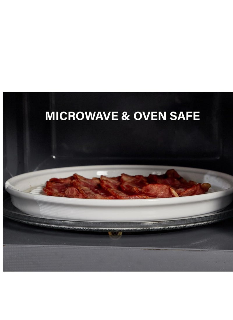 Onemore ONEMORE Bacon Rack Ceramic Bacon Cooker Oven Bacon Maker Microwave Meat Rack for Cooking Crisp Bacon - 10 inch Bacon Plate, White  - Image 4