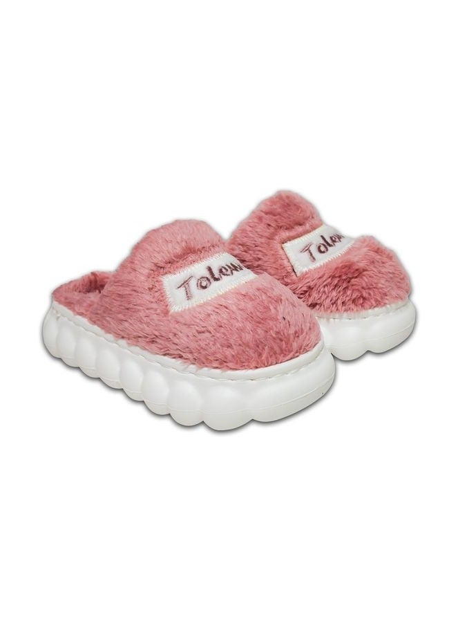 Kids Fur Slipper With Rubber Sole "Fits 1 Size Smaller"