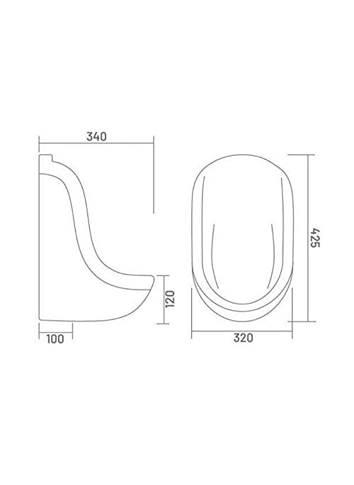 SENISTO SENISTO Ceramic Wall Mount Small Urinal Pot for GentsMaleBoysMen ToiletBathroomWashroom 13 X 13 X 17 INCH WHITE  - Image 3