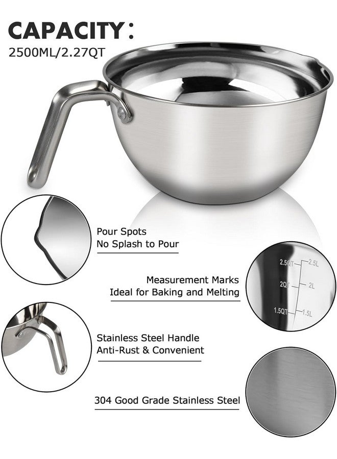 Marsheepy Marsheepy Double Boiler Pot Set, 2500ML（2.3QT） Mixing Bowl for Chocolate Melting, 4000ML（3.63QT） Stainless Steel Pot With Silicone Spatula for Melting Chocolate, Candy, Candle, Soap, Wax - Image 4