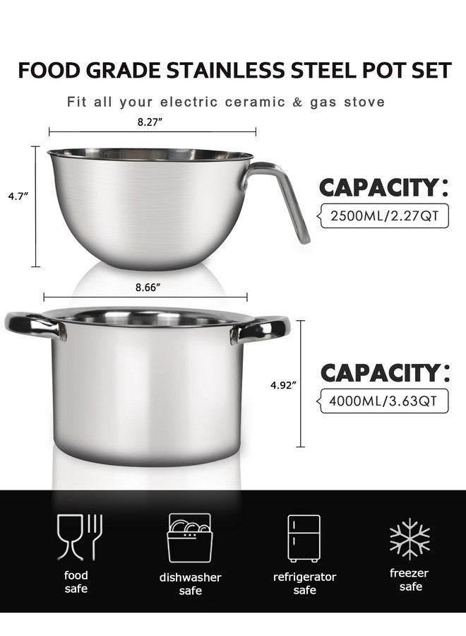 Marsheepy Marsheepy Double Boiler Pot Set, 2500ML（2.3QT） Mixing Bowl for Chocolate Melting, 4000ML（3.63QT） Stainless Steel Pot With Silicone Spatula for Melting Chocolate, Candy, Candle, Soap, Wax - Image 3