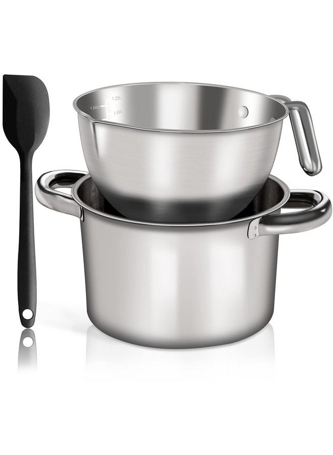 Marsheepy Marsheepy Double Boiler Pot Set, 2500ML（2.3QT） Mixing Bowl for Chocolate Melting, 4000ML（3.63QT） Stainless Steel Pot With Silicone Spatula for Melting Chocolate, Candy, Candle, Soap, Wax - Image 2