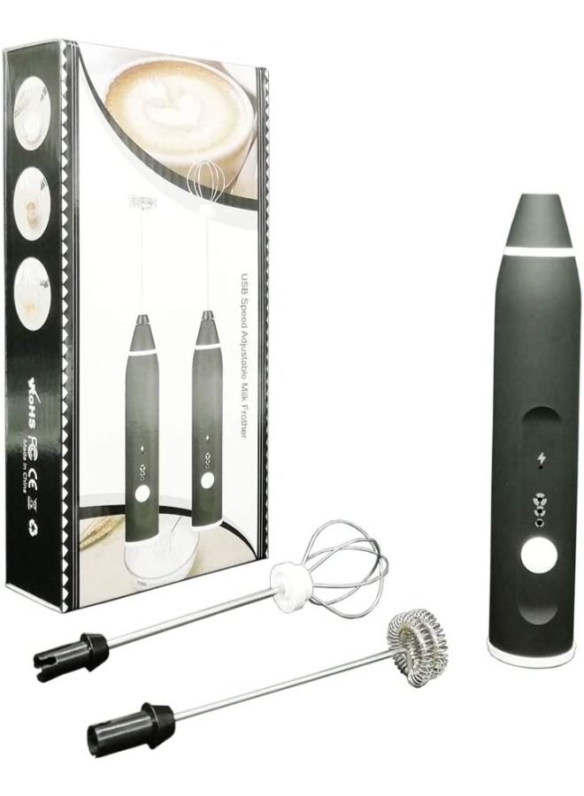 SHOPI Rechargeable Electric Milk Frother Handheld With 3 Adjustable Speeds And 2 Stainless Whisks Egg Beater Mini Blender Drink Mixer for Coffee  - Image 1