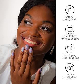 NAILOG Semi Cured Gel Nail Strips Glossy Long Lasting Soft Gel Finish 20 Extra Long Stickers WrapsLa Plage - Image 3