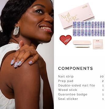 NAILOG Semi Cured Gel Nail Strips Glossy Long Lasting Soft Gel Finish 20 Extra Long Stickers WrapsLa Plage - Image 5