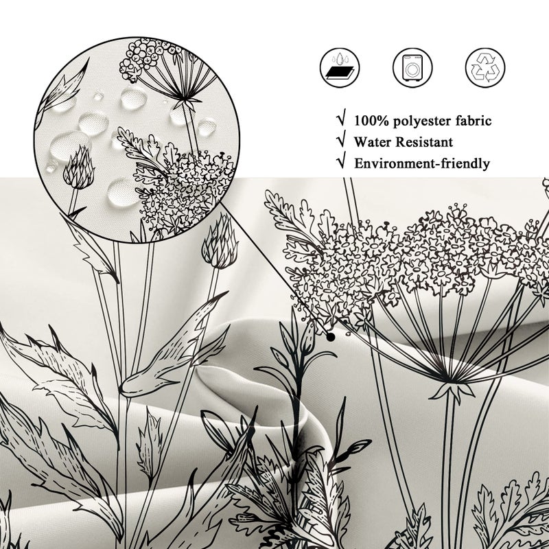 ريديكور Riyidecor برية دش دش الستار النباتية النباتية نبات الزهرة الأعشاب زنبق الطبيعة أزهار ورقة البرية الرسم ورقة مقاومة للماء 72wx72h بوصة بوليستر حمام الحمام الديكور 12 حزمة البلاستيك السنانير - Image 5