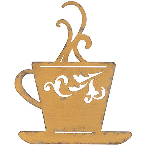 Everydecor Yellow Metal Coffee Cup Wall Decor