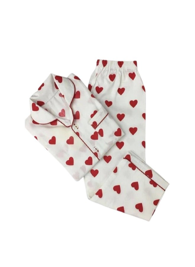 Generic - Pajama set with heart button sleeves - White - Image 1