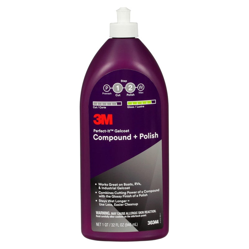 3M Perfect-It Gelcoat Compound + Polish 30344, 1 qt (32 fl oz/946 mL) - Image 1