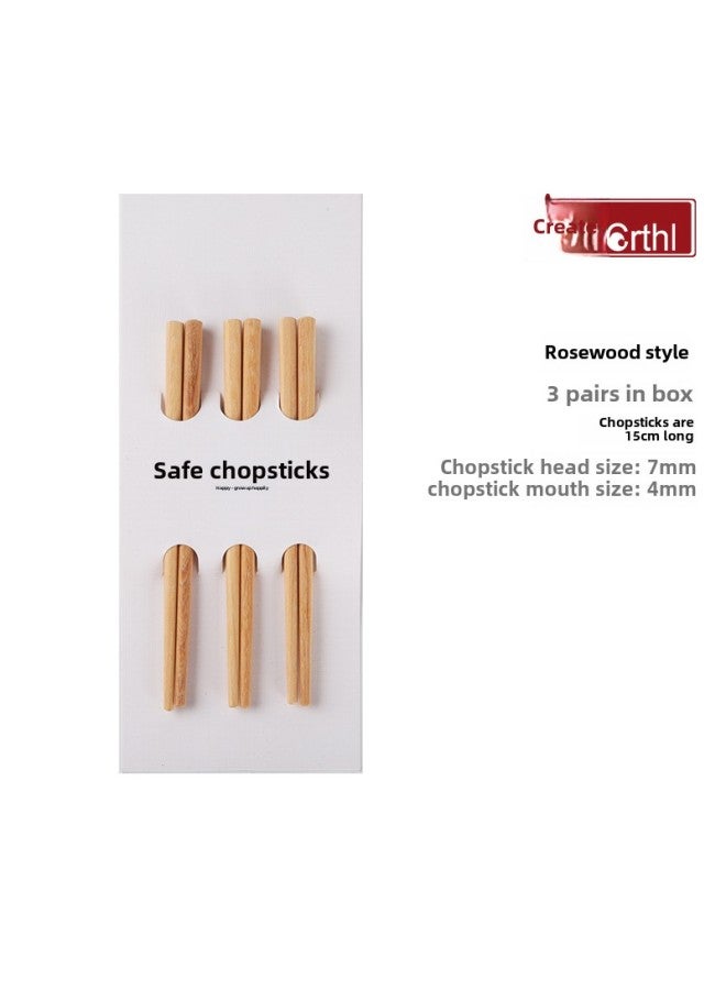 Two Or Three Sections Of 4-9 Years Old Baby Kindergarten Available Lightweight Household Wooden Chopsticks Boys And Girls Short Fast Children's Chopsticks-Color:Children's Chopsticks 15cm Yellow Sandalwood 3 Pairs  - Image 1