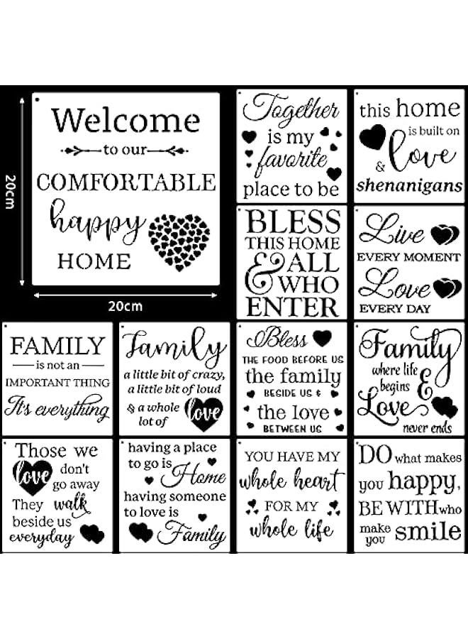 Arabest 16 Pieces Inspirational Word Stencils Family Sign Stencils Reusable Painting Stencils Love Home Template with Metal Open Ring for Painting on Wood, Porch, Front Door, Wall Decor (7.87 x 7.87 Inch)  - Image 2