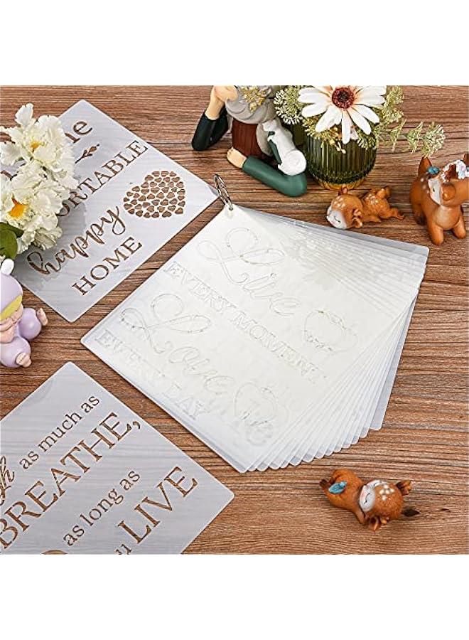 Arabest 16 Pieces Inspirational Word Stencils Family Sign Stencils Reusable Painting Stencils Love Home Template with Metal Open Ring for Painting on Wood, Porch, Front Door, Wall Decor (7.87 x 7.87 Inch)  - Image 4