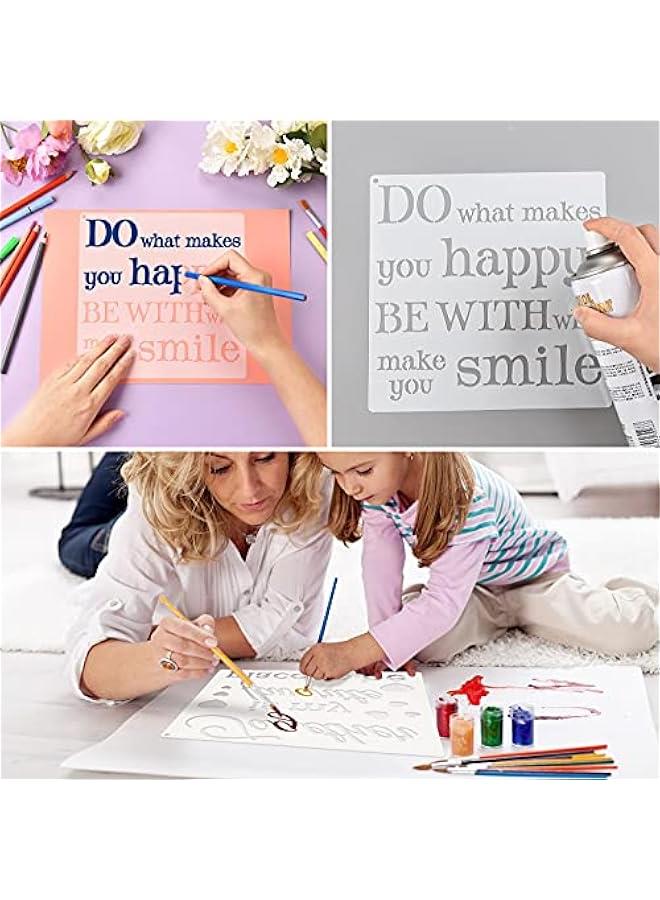 Arabest 16 Pieces Inspirational Word Stencils Family Sign Stencils Reusable Painting Stencils Love Home Template with Metal Open Ring for Painting on Wood, Porch, Front Door, Wall Decor (7.87 x 7.87 Inch)  - Image 5