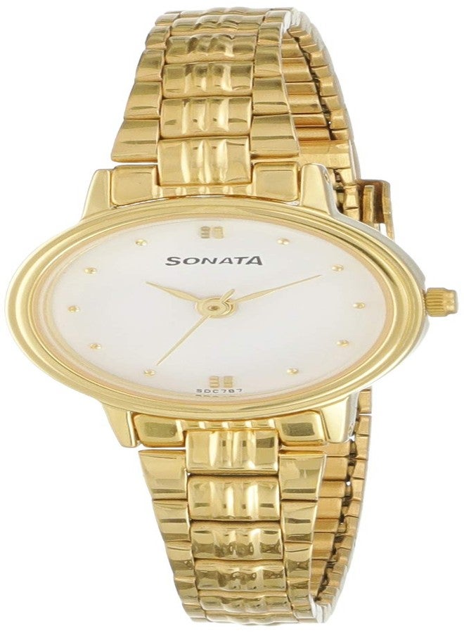 Sonata Quartz Analog White Dial Gold Stainless Steel Strap Watch for Women - NT8096YM01 - Image 1
