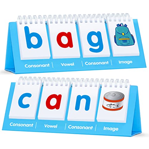 SpriteGru CVC Word Flip Chart - Double Sided 40 Short Vowel Word Flashcards, Freestanding, Educational Learning Tool for School Supplies - Image 1