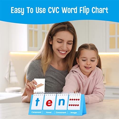 SpriteGru CVC Word Flip Chart - Double Sided 40 Short Vowel Word Flashcards, Freestanding, Educational Learning Tool for School Supplies - Image 5