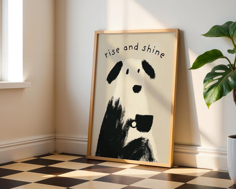 TNESSENTIAL Dog Coffee Print – Rise and Shine Dog Wall Art, Funny Coffee Poster, Kitchen Decor, Minimalist Dog Print, Coffee Shop Wall Art - Image 2