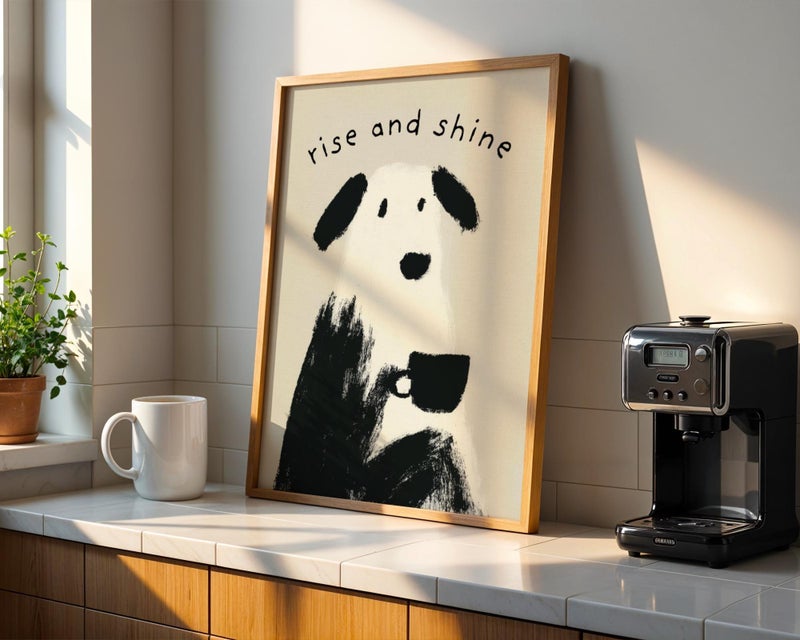 TNESSENTIAL Dog Coffee Print – Rise and Shine Dog Wall Art, Funny Coffee Poster, Kitchen Decor, Minimalist Dog Print, Coffee Shop Wall Art - Image 4