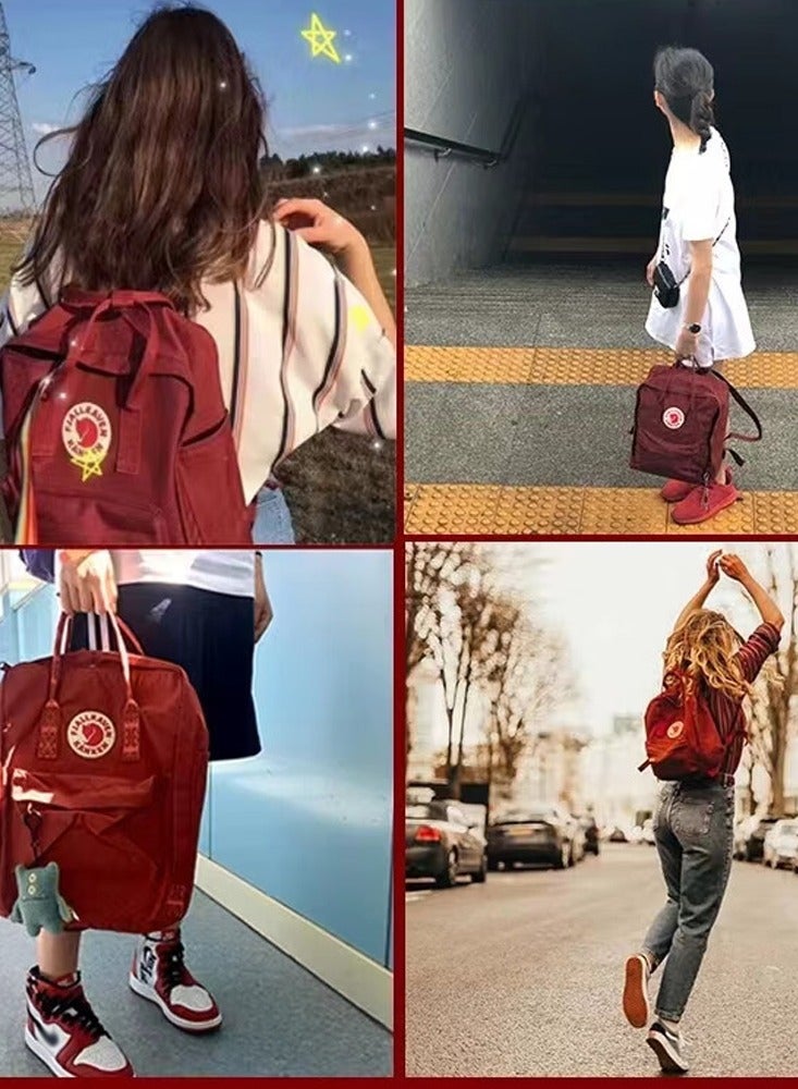 Fjallraven Fjallraven Kanken Classic Casual Backpack School Bag 16 Inches Graphite Burgundy Red  - Image 5
