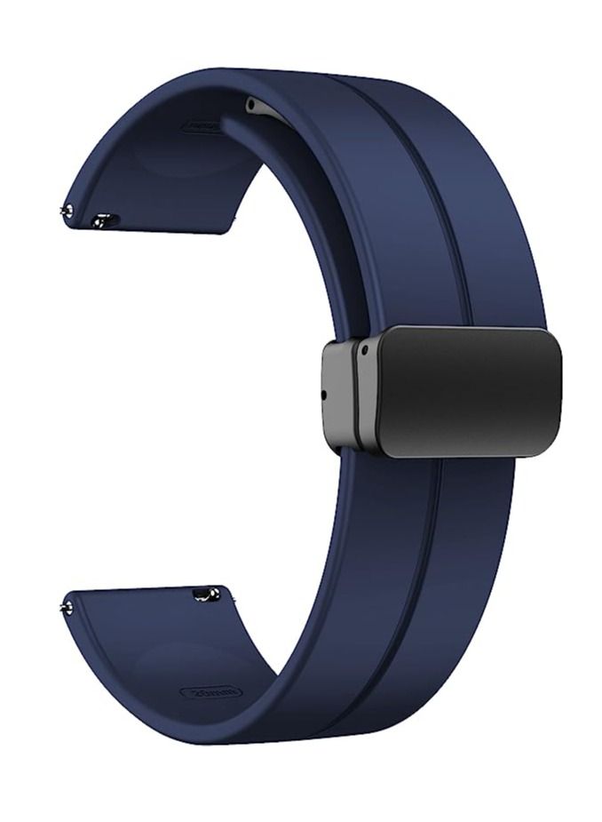 22mm Silicone Strap With Magnetic Folding Buckle For Oraimo Tempo W 3 OSW22N- Smart WatchSport - Blue  - Image 1